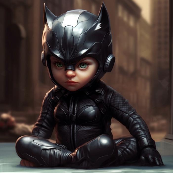 Catwoman recréée en version bébé par une IA.