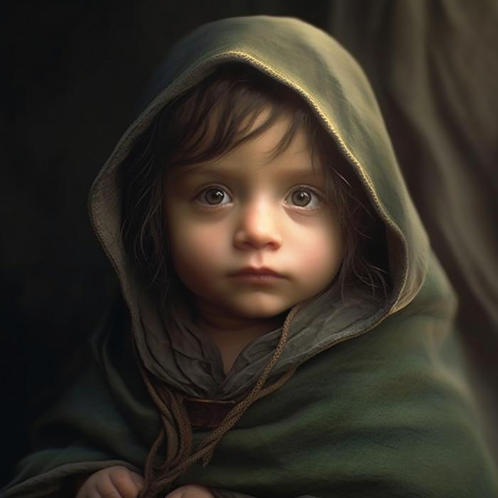 Aragorn recréé en version bébé par une IA.