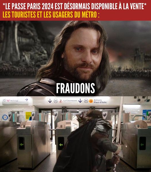 Aragorn du Seigneur des Anneaux dans le métro parisien