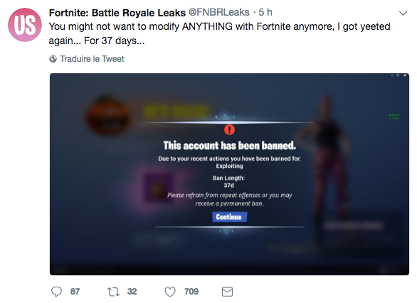 Fortnite Une Vague De Bans Frappe Les Joueurs Qui Ont Modifie Les - vous ne pourriez plus vouloir modifier quoi que ce soit dans fortnite je me suis encore fait jeter pour 37 jours