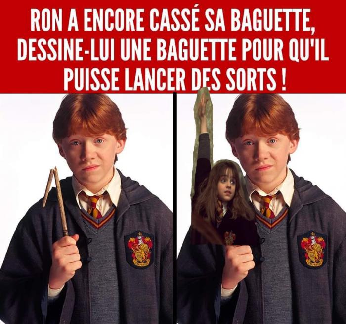 Ron Weasley qui tient Hermione