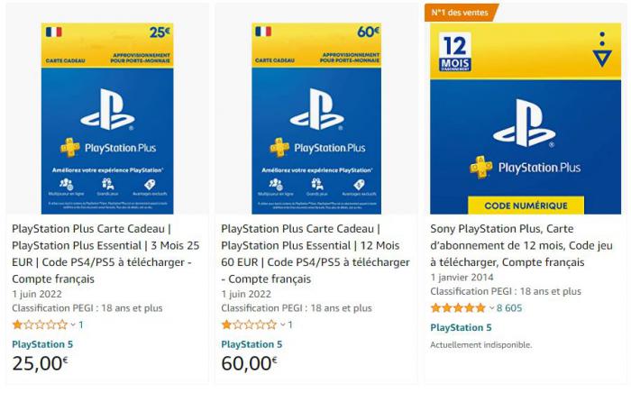 Carte PS PLUS abonnement 12 Mois