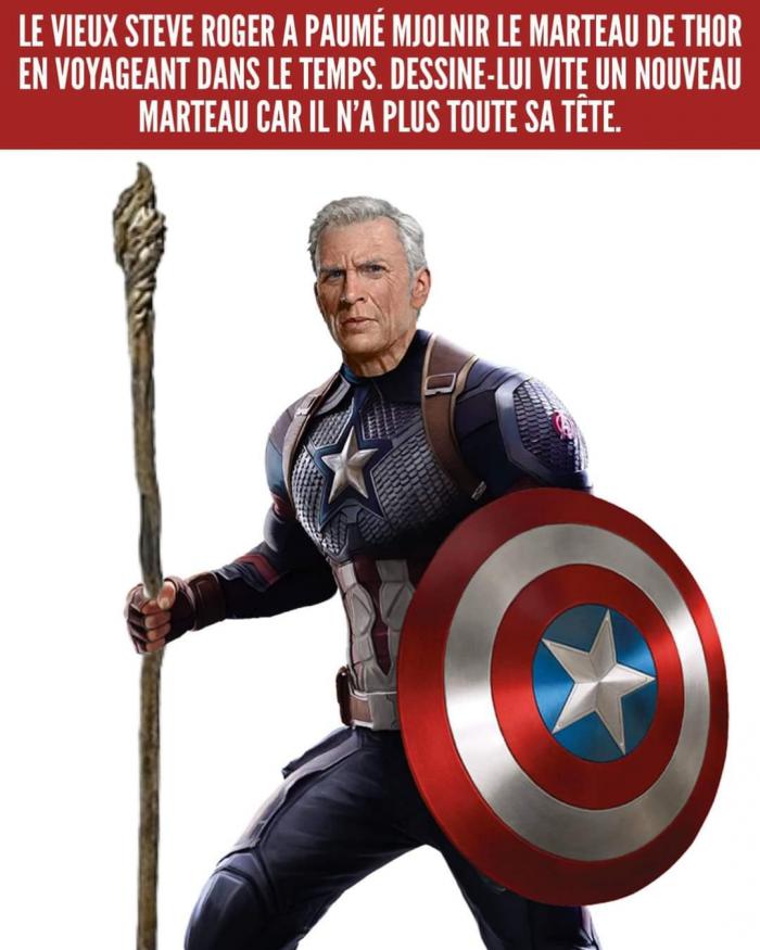 Captain America avec le bâton de Gandalf