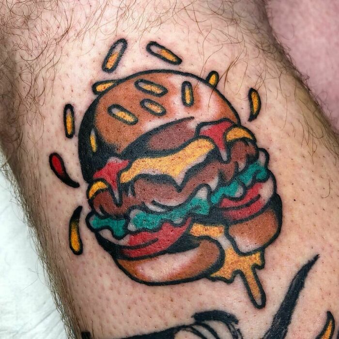 tatouage de burger gras