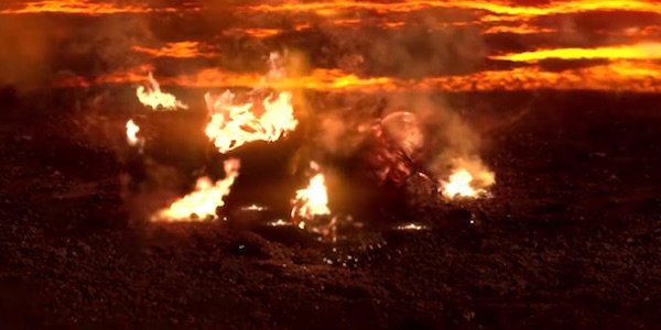 Anakin Skywalker brûlé sur Mustafar
