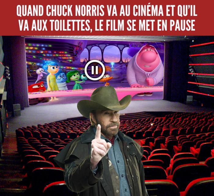 Chuck Norris qui regarde Vice-Versa 2 au cinéma