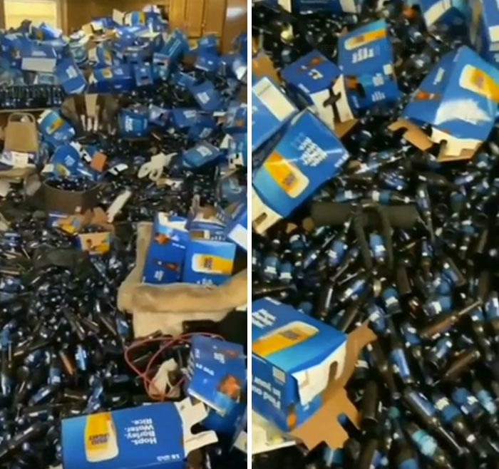 un logement rempli de bouteilles de bière