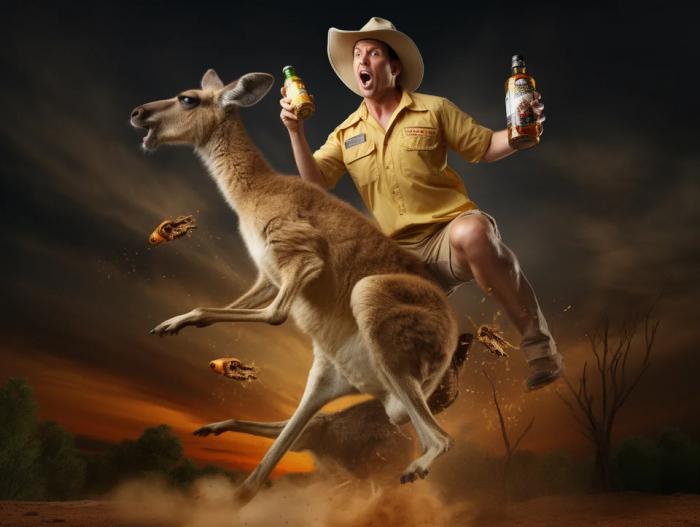 un homme en australie avec un kangourou