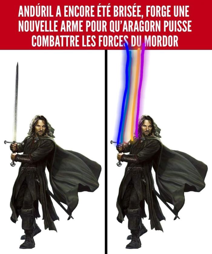 Aragorn avec une épée arc-en-ciel