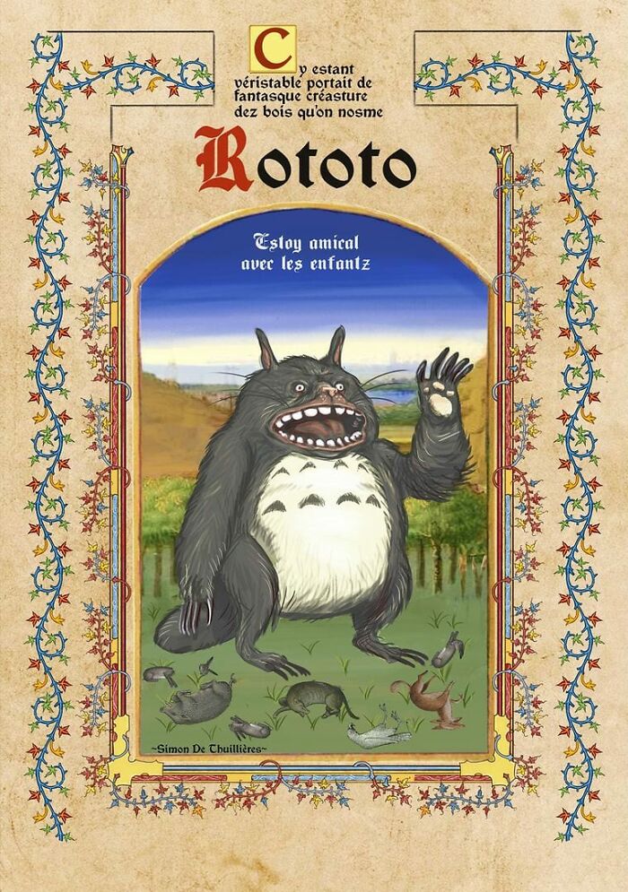 Affiche médiévale Mon voisin Totoro
