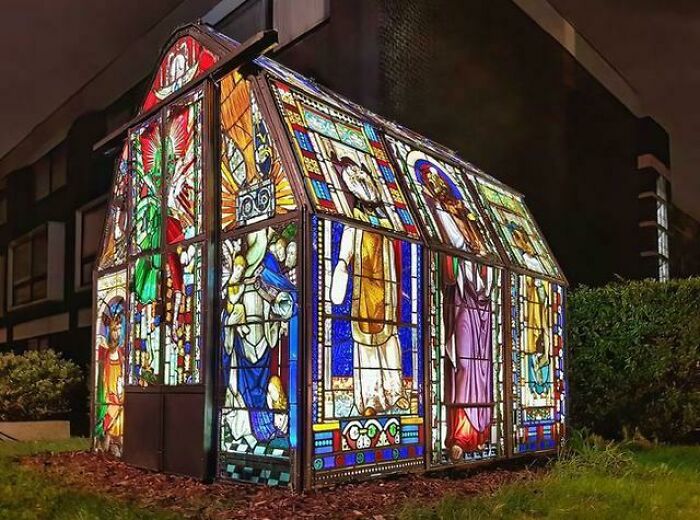 stained glass hut