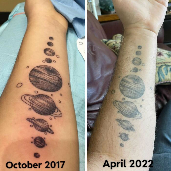 tatouages vieillissant de planètes