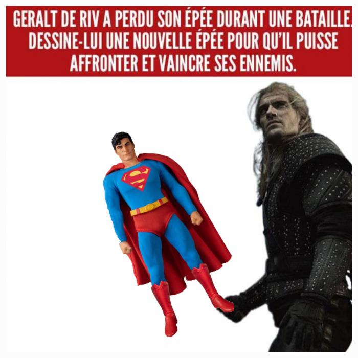Geralt qui tient Superman