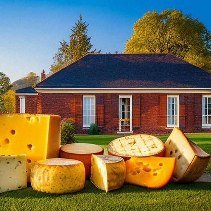 une maison avec des fromages