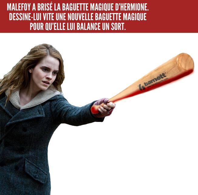 Hermione qui tient une batte de baseball