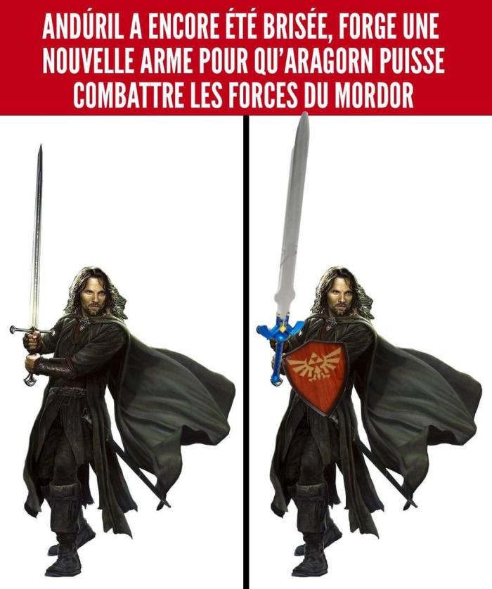 Aragorn avec un épée et un bouclier