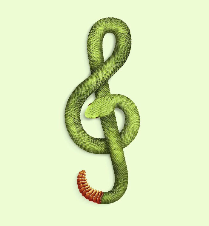 une note de musique en serpent