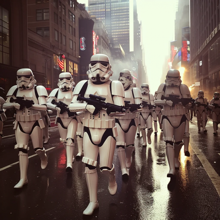 Stormtroopers armés dans les rues d