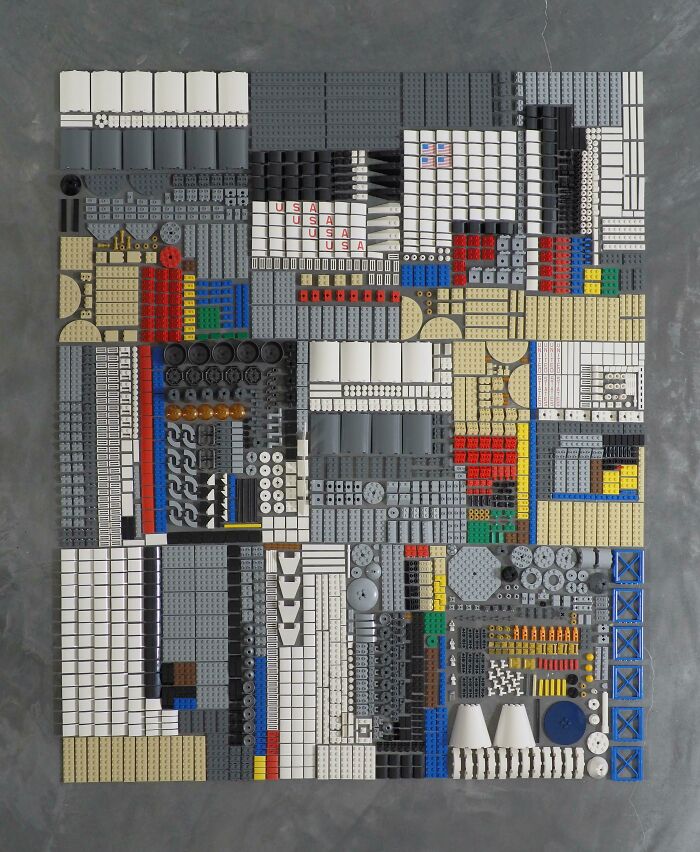 Knolling Saturn V en Lego