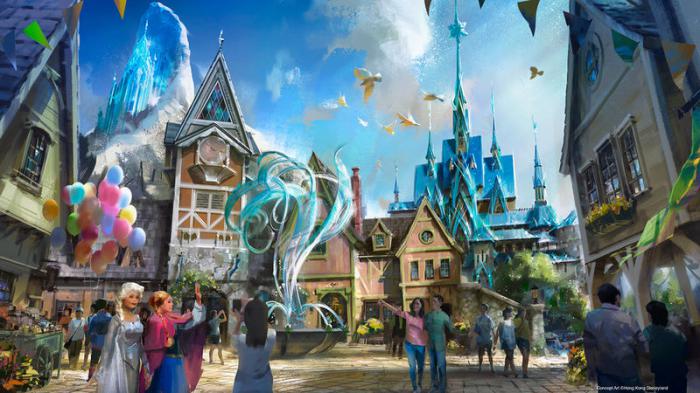 Vue artistique de la nouvelle zone de La Reine des Neiges à Disneyland