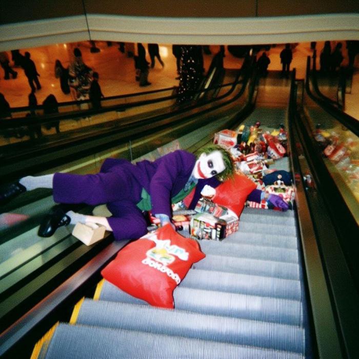 Le joker dans un escalator