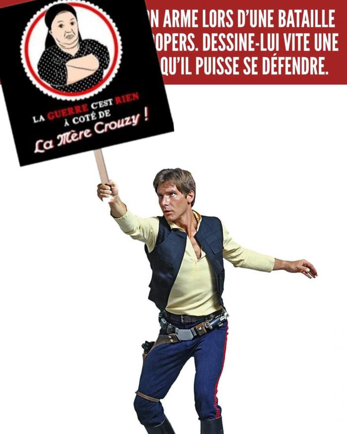 Han Solo qui tient une pancarte