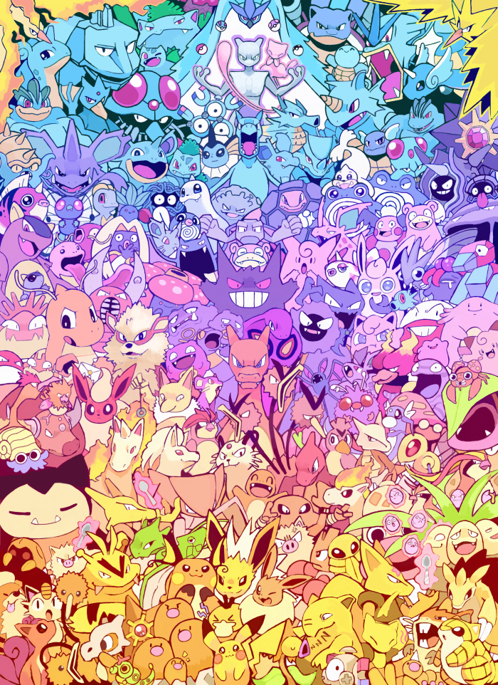Les 151 Pokémon de la première génération dessinés sur un smartphone