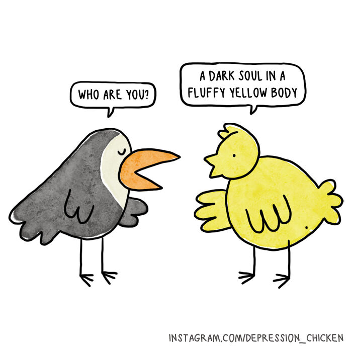 Depression Chicken avec un oiseau