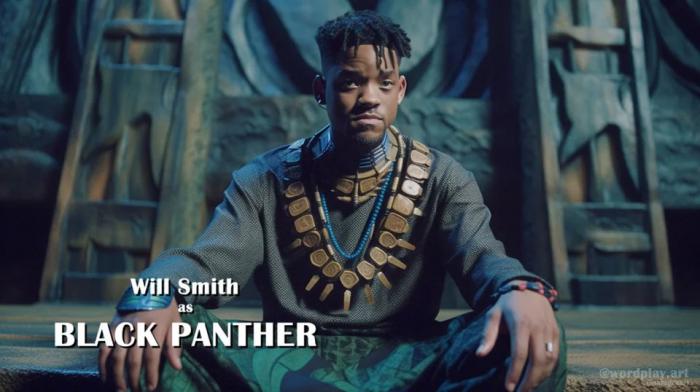Will Smith en Black Panther sur le trone