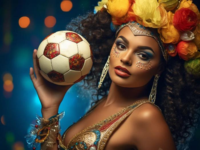 une femme au brésil avec un ballon