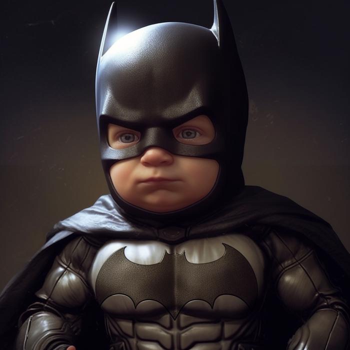 Batman recréé en version bébé par une IA.
