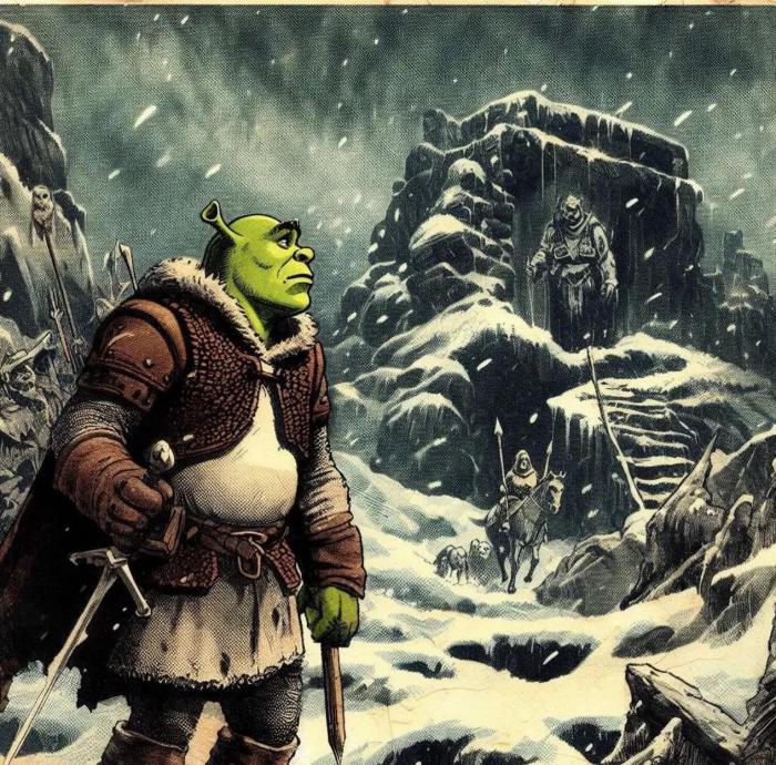 shrek dans la neige