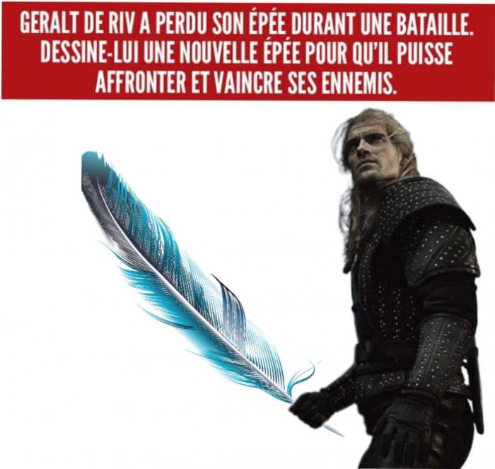 Geralt qui tient une plume