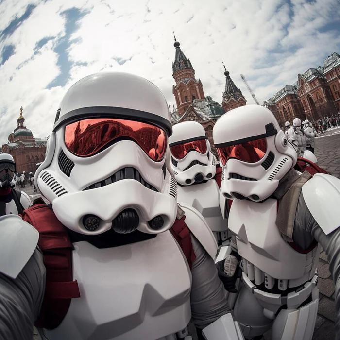 midjourney selfie stormtroopers