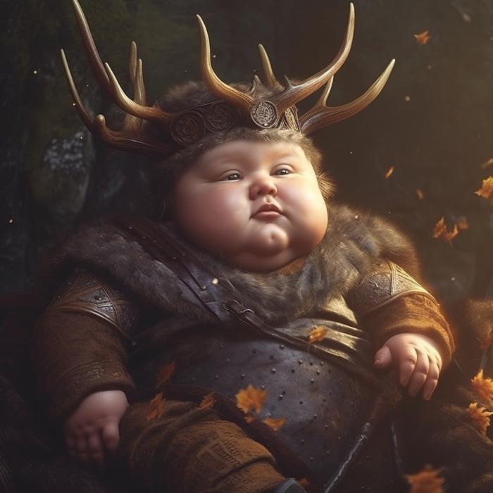 Robert Baratheon recréé en version bébé par une IA.