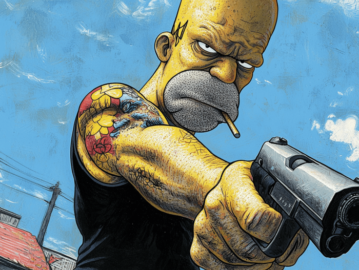 Homer prêt à tirer avec son pistolet