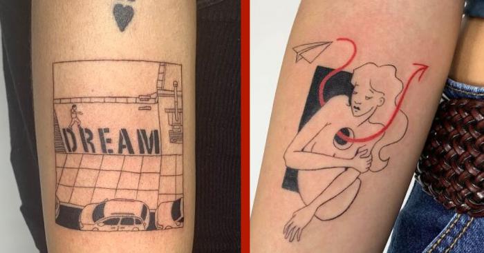 Exemples de deux tatouages réalisés par Reena Wu