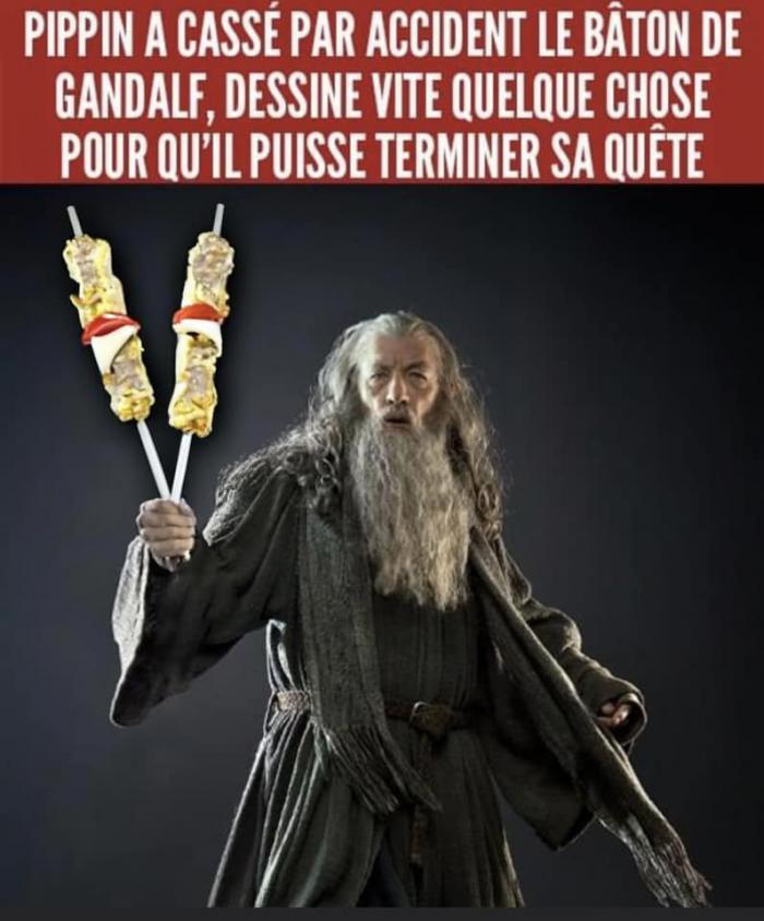 Gandalf avec des brochettes