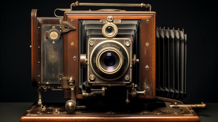 Un appareil photo dans les années 1800 imaginé par Midjourney. 