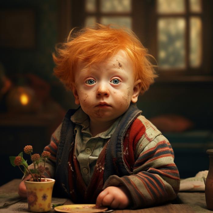 Arthur Weasley recréé en version bébé par une IA.